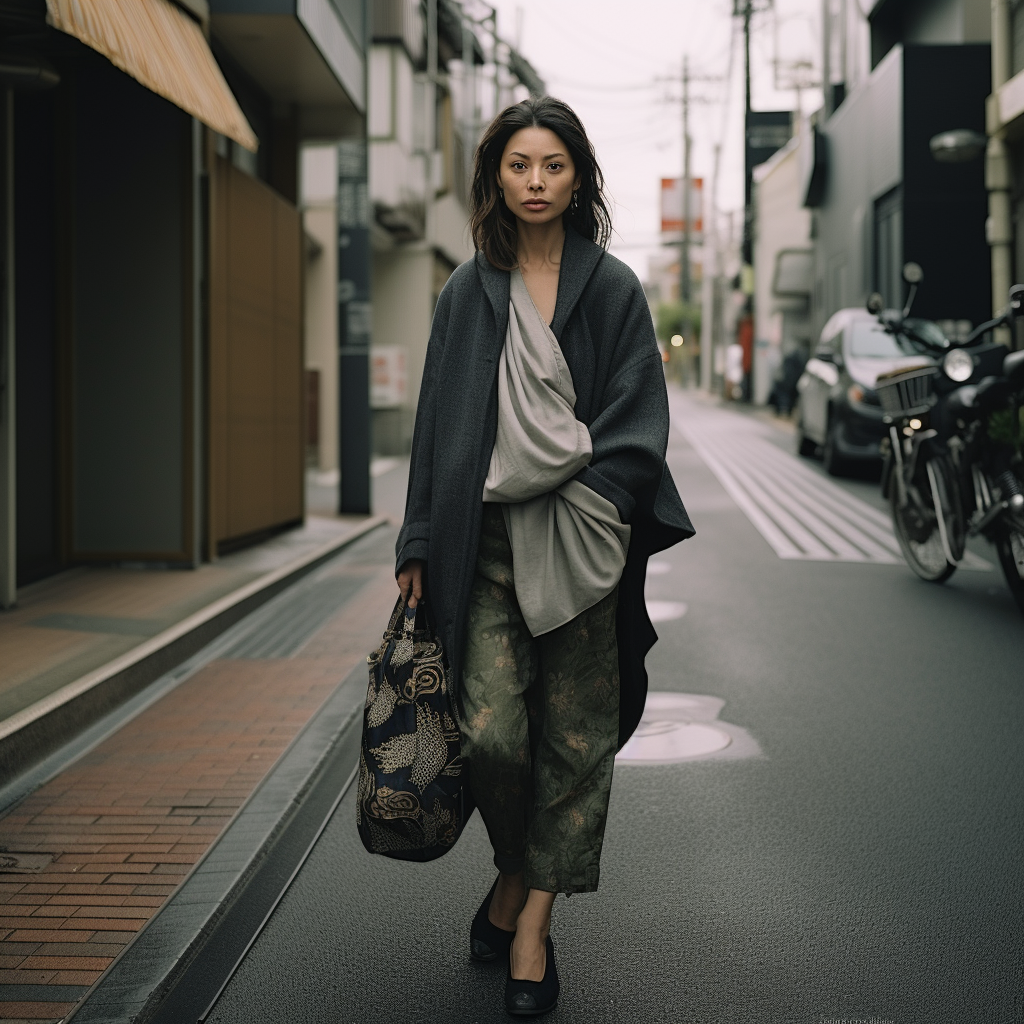 Gloomy street snap of a celt ethnic woman in Japan