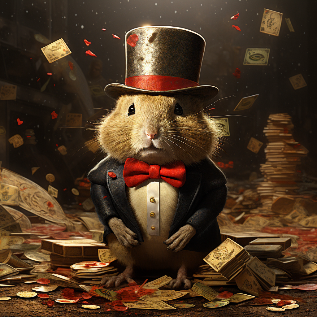 Lemming in Suit with Gold and Dollars