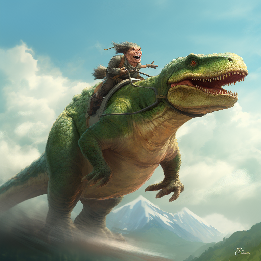 Lemming riding a T-Rex dinosaur