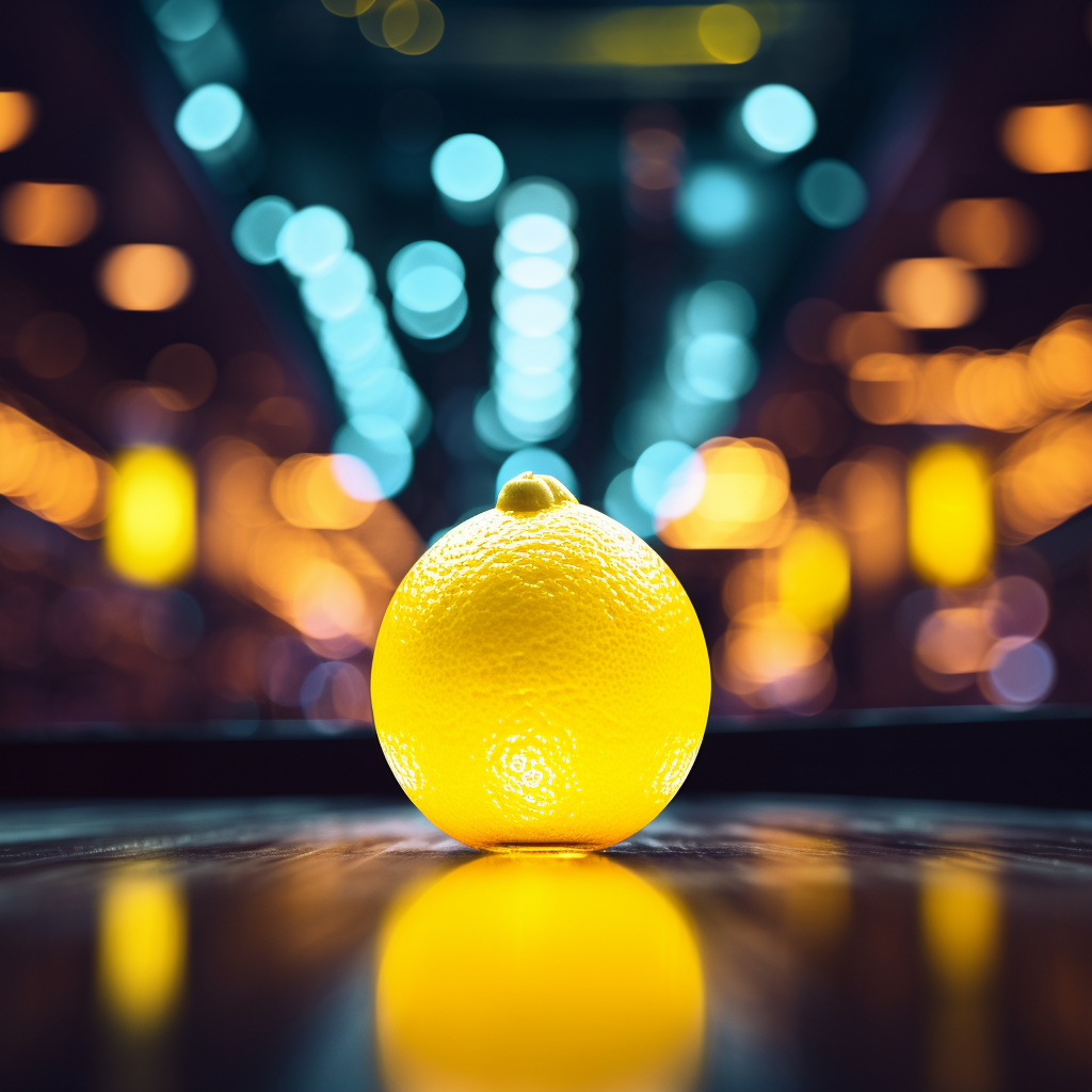 Vibrant lemon in club with blurred background