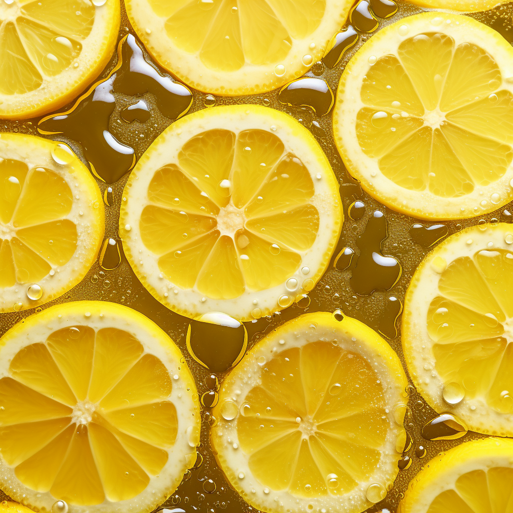 Slices of refreshing lemon in water