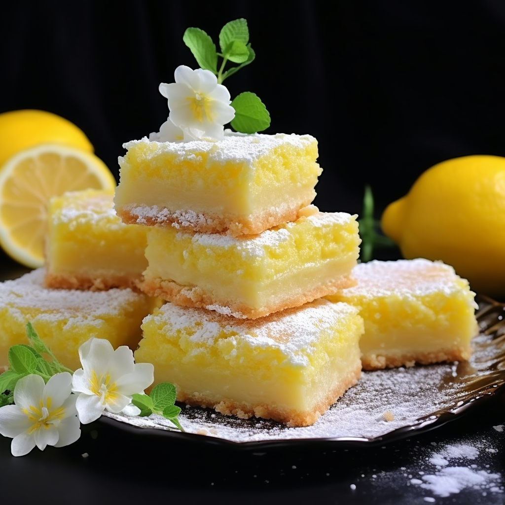 Lemon Squares with Cream Topping