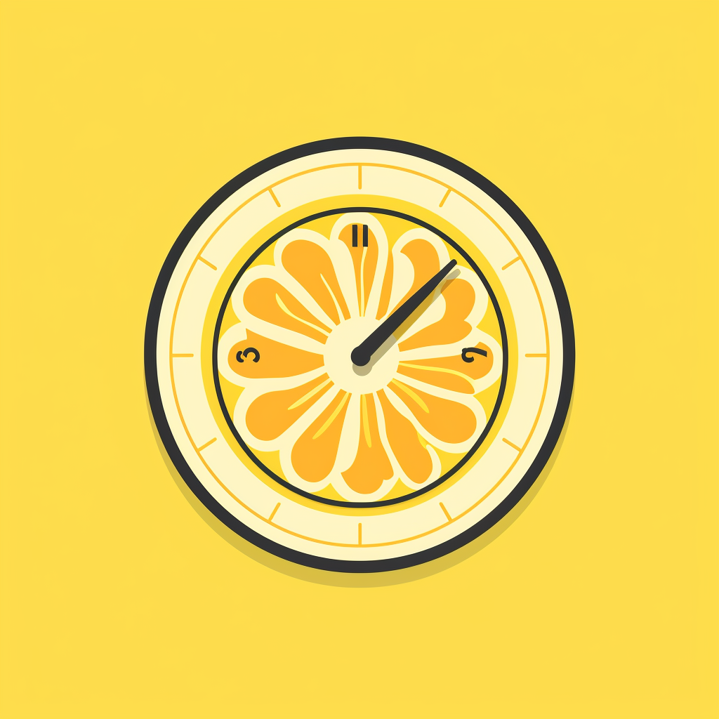 Retro clock logo with lemon slice