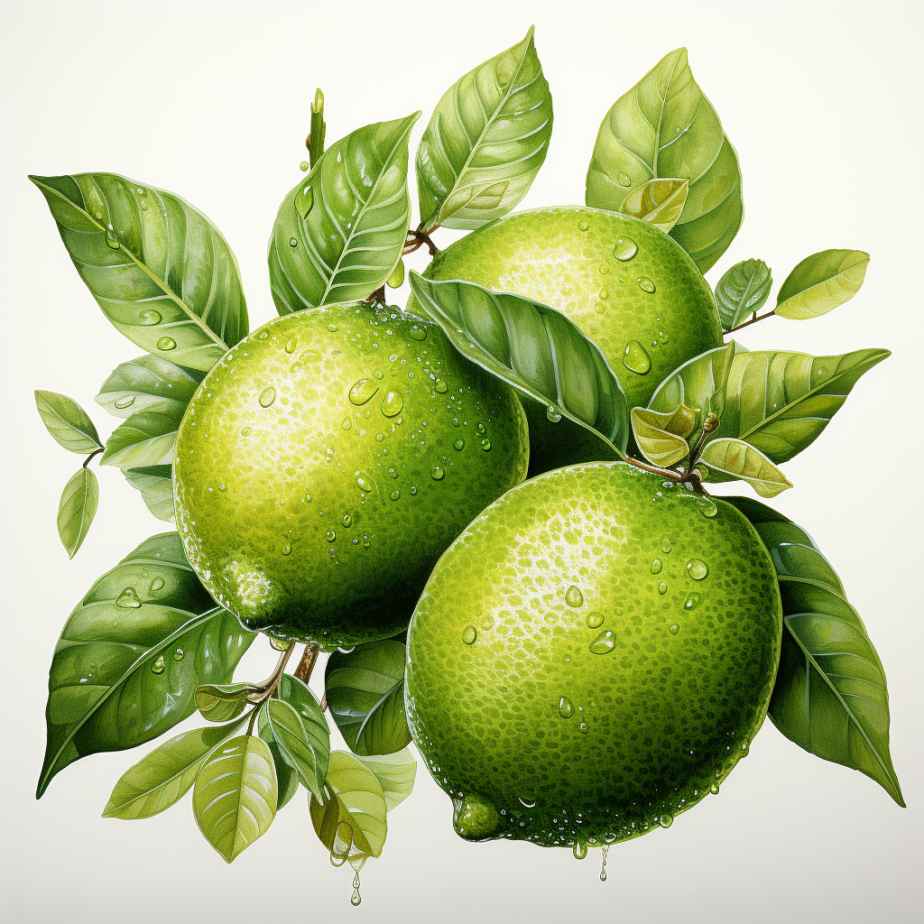 Lemons and Lime Fruit on White Background