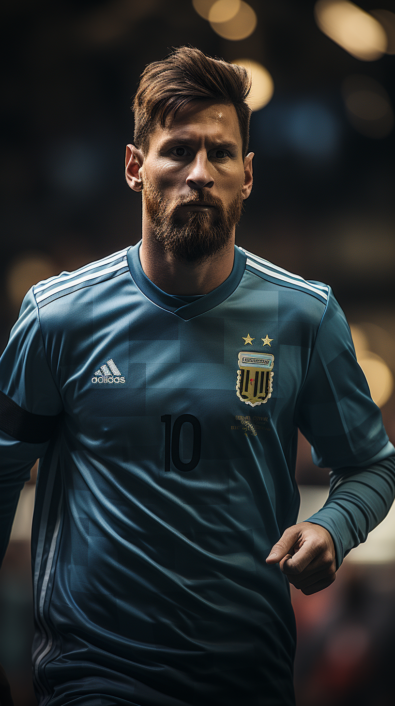 Leo Messi in Argentina Football Kit