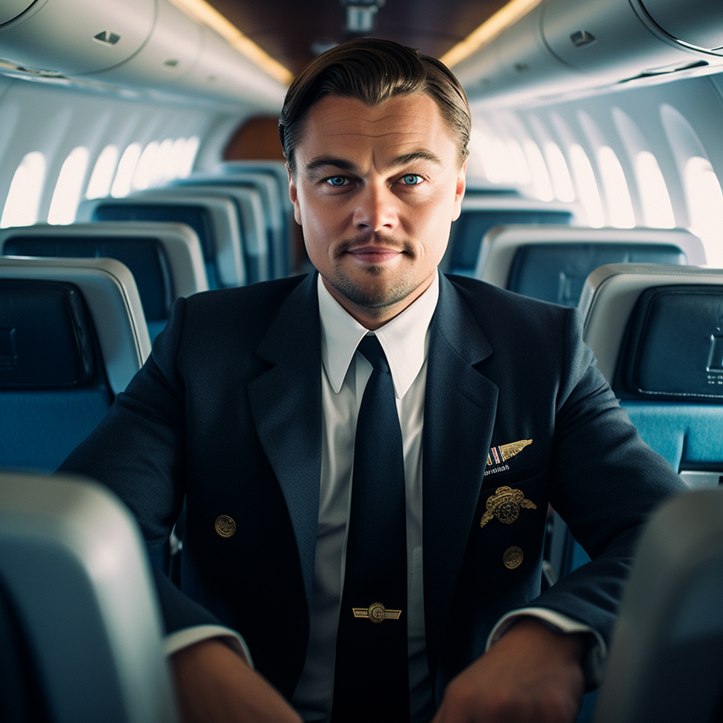 Leonardo DiCaprio as flight attendant