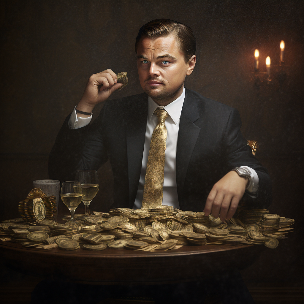 Leonardo DiCaprio enjoying a dollar feast