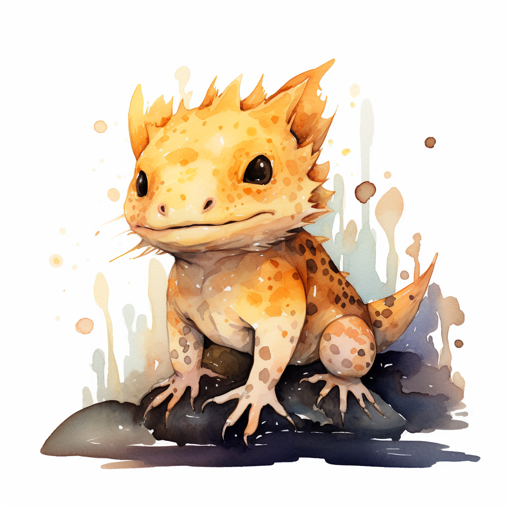 Leopard Copper Axolotl Watercolor