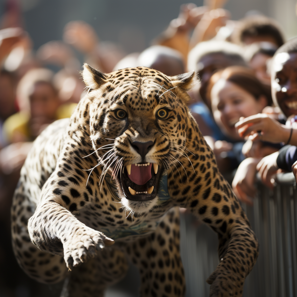 Leopard watching Usain Bolt's 100m Olympic run