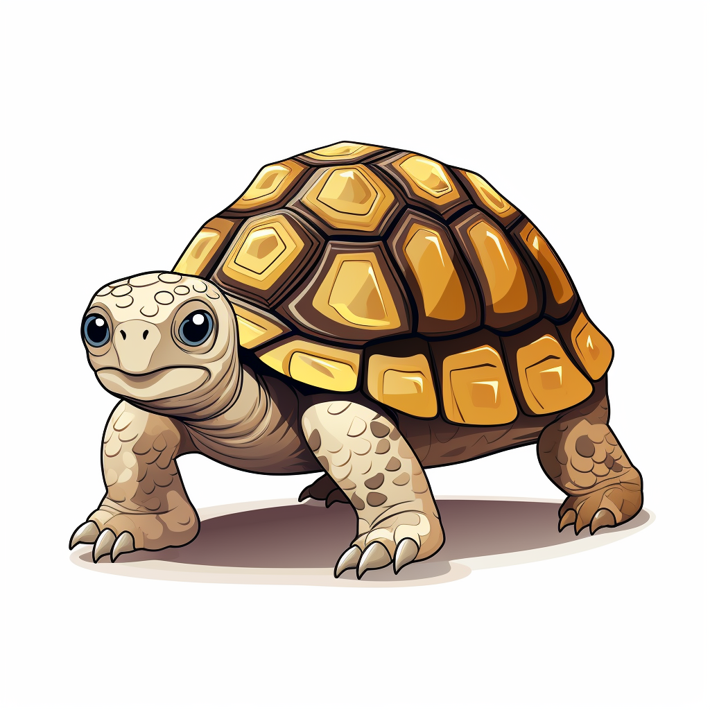 Cute leopard tortoise cartoon on white background