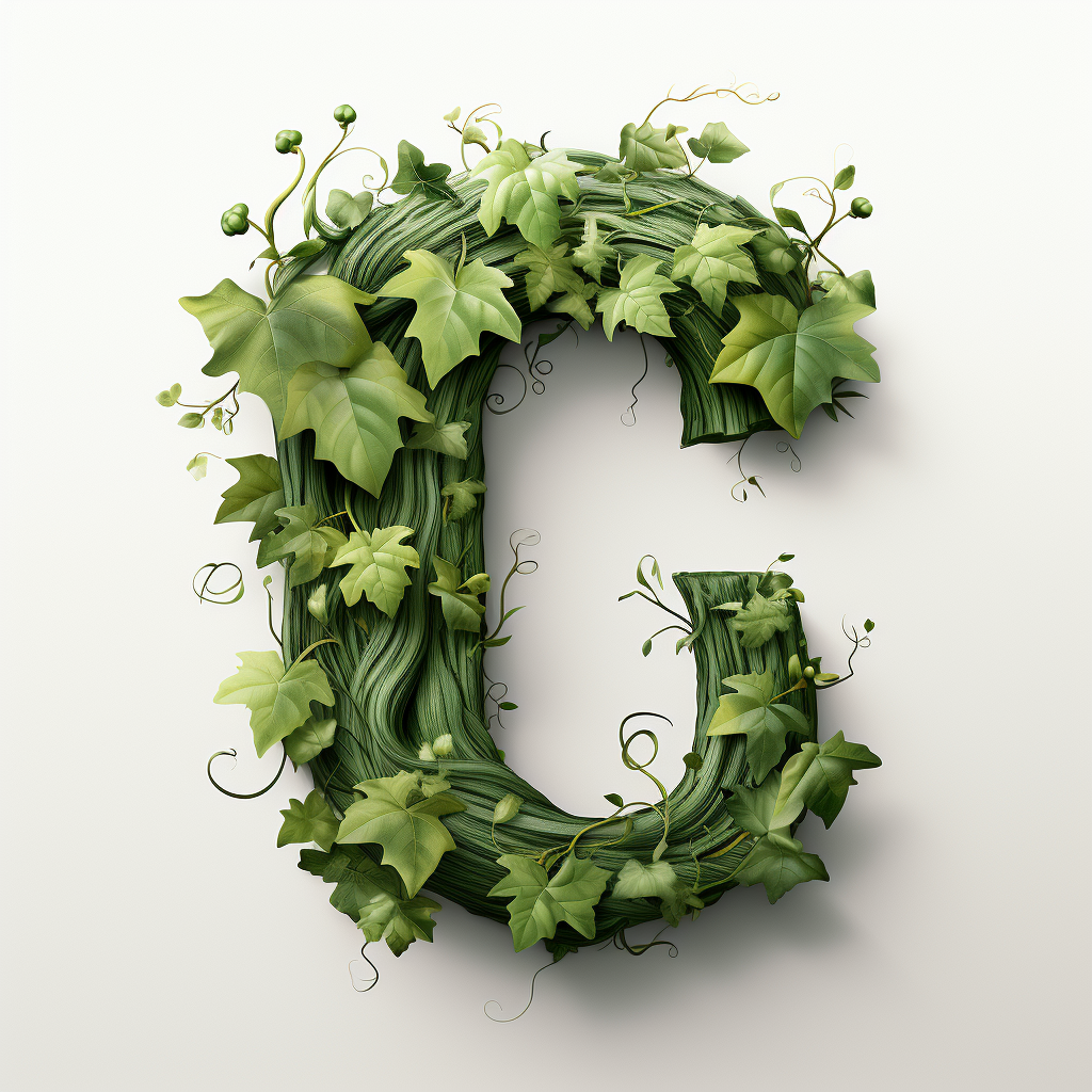 Vibrant letter C covered in lush vines