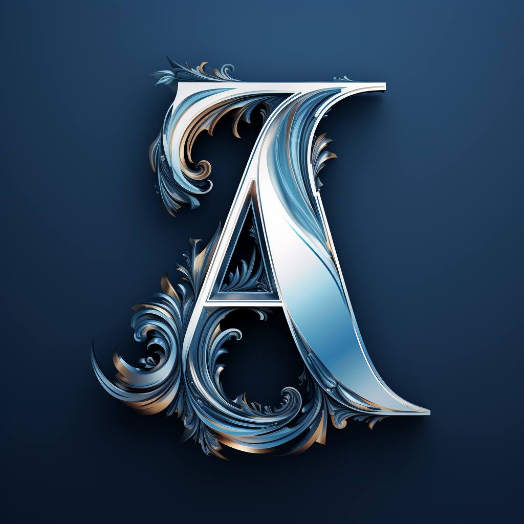 Beautiful letter design in silver and blue