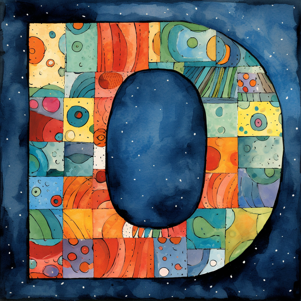 Colorful letter Q illustration by Eric Carle