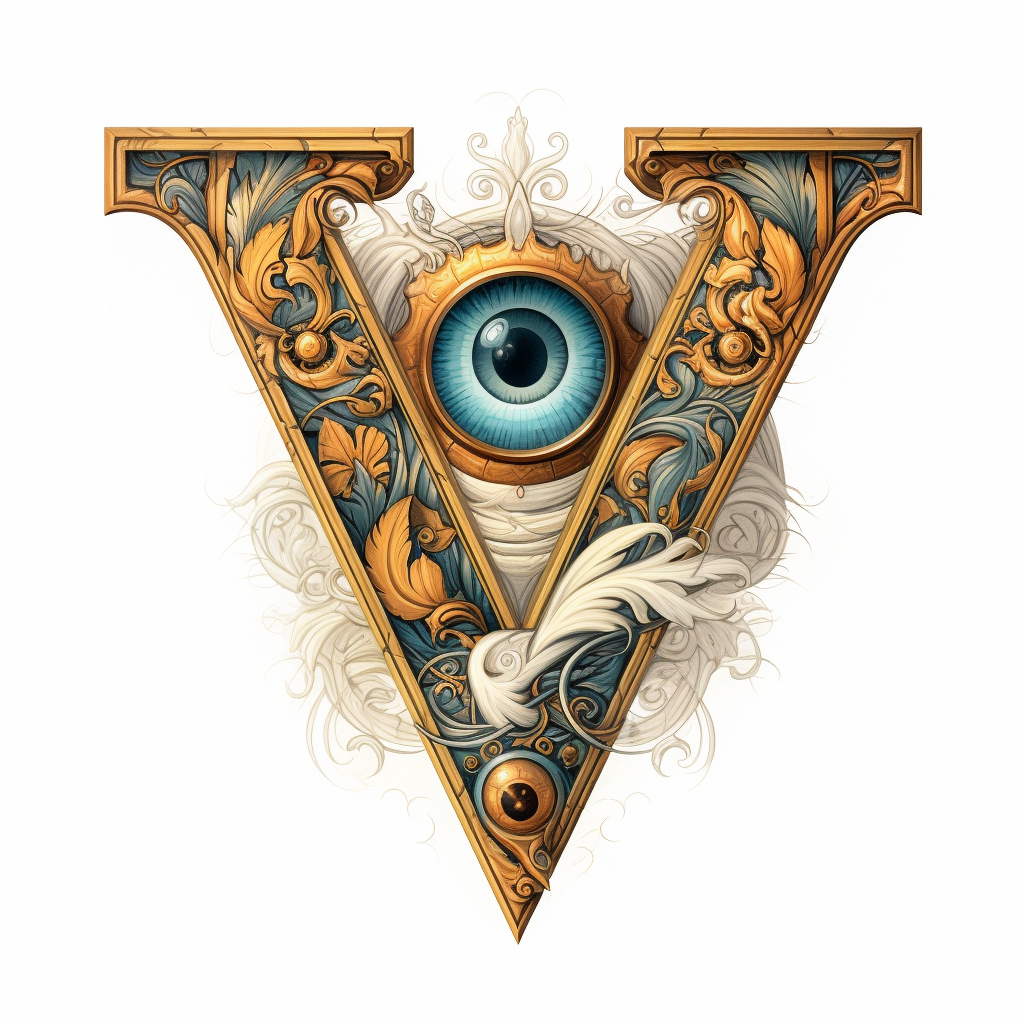 Visionary letter V with eye