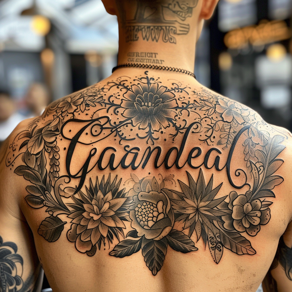 grateful man tattoo lettering design