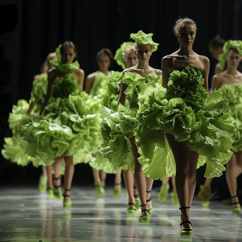 Couture fashion show lettuce outfits