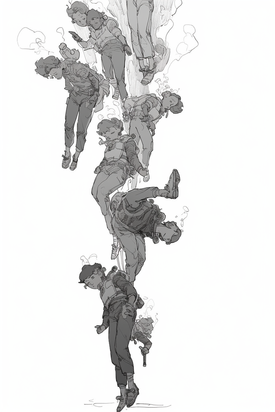 Levitating people group illustration