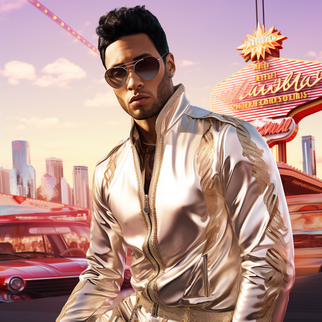 Hyper realistic image of Lewis Hamilton as Elvis Presley