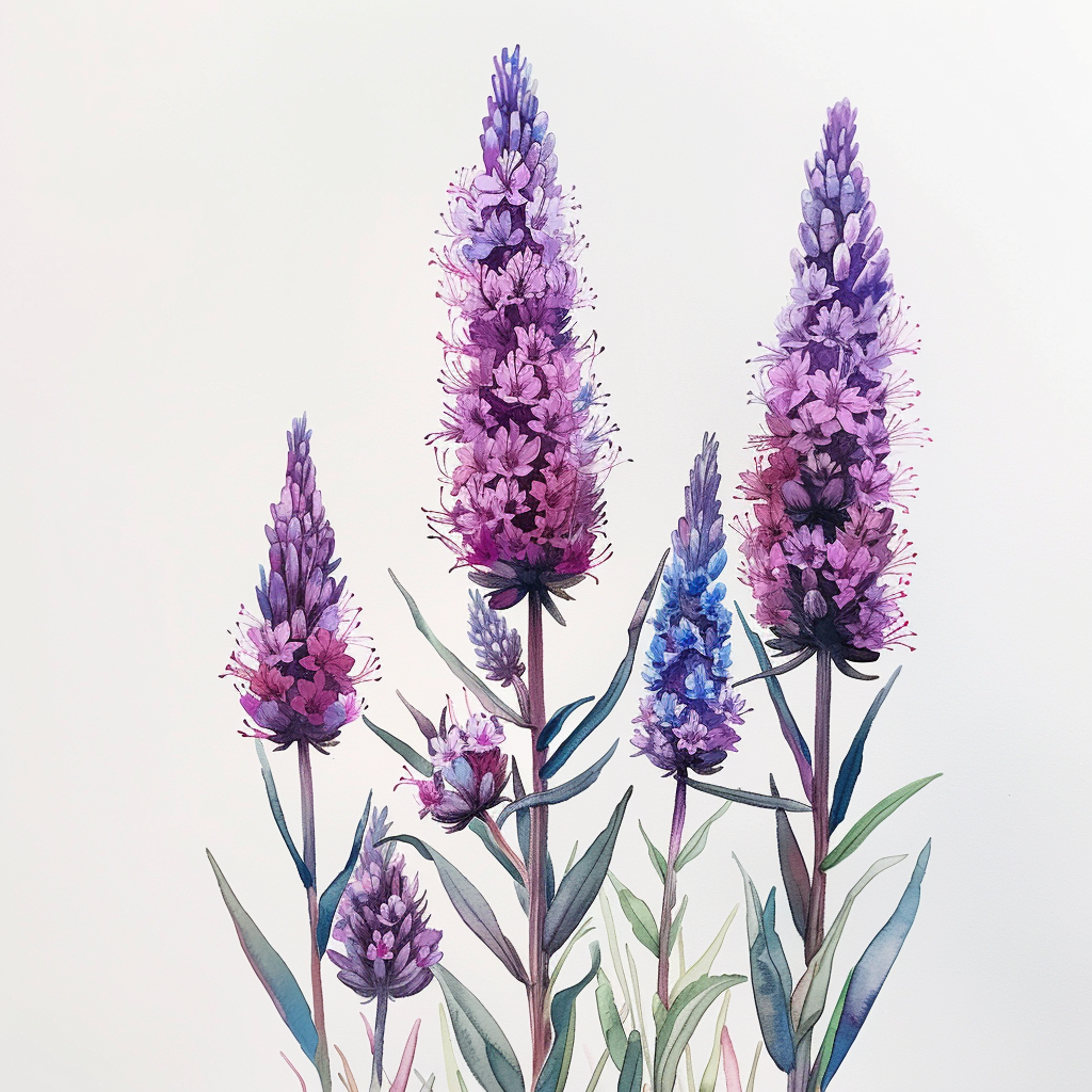 Liatris Spicata Watercolour Illustration Art