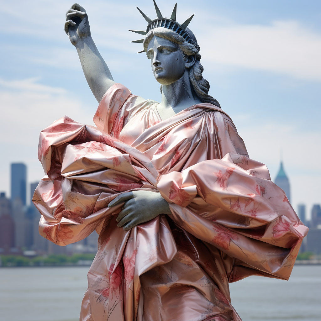 Statue of Liberty Wrapped in Gift Paper