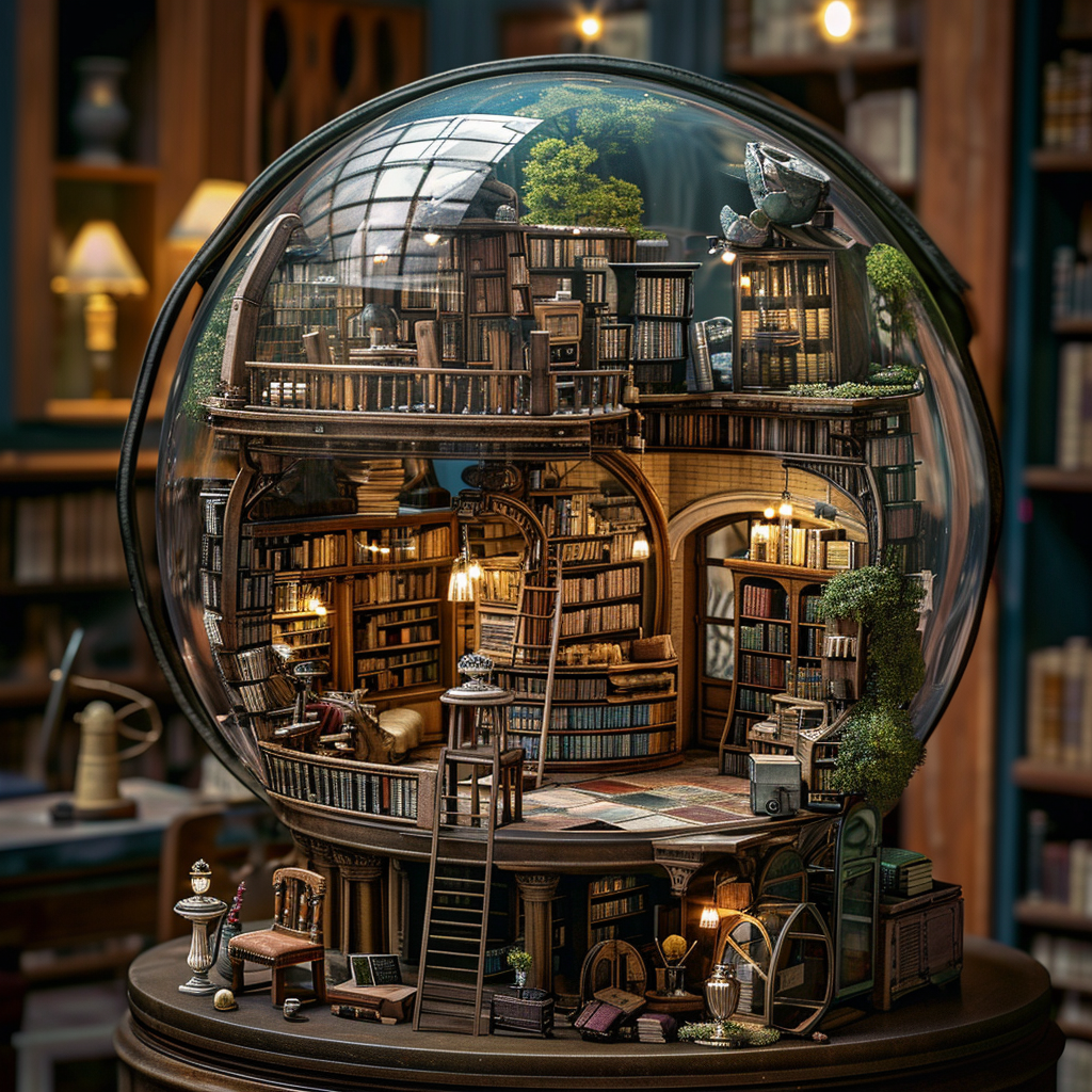 Tiny world library scene