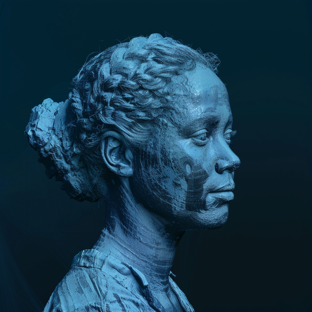 Lidar scan lady blue background