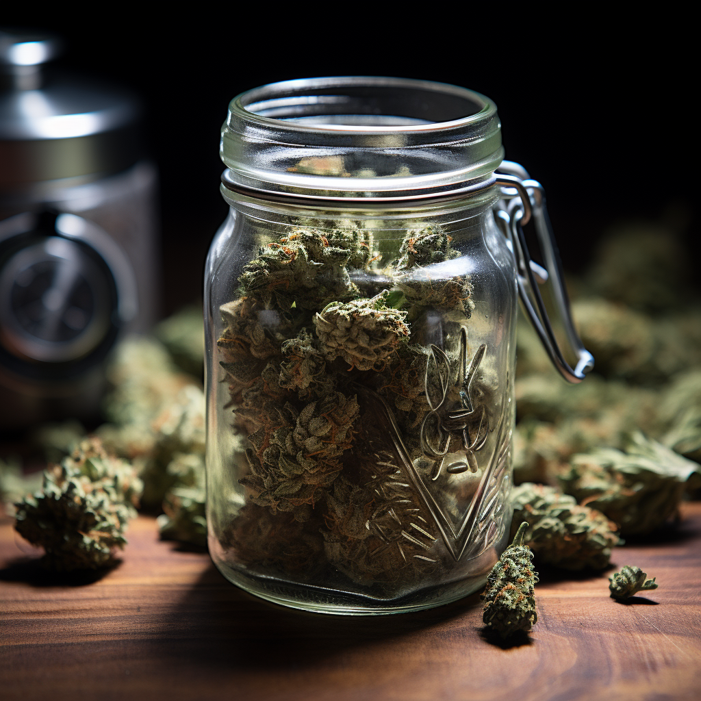 Lifestyle marijuana in small jar