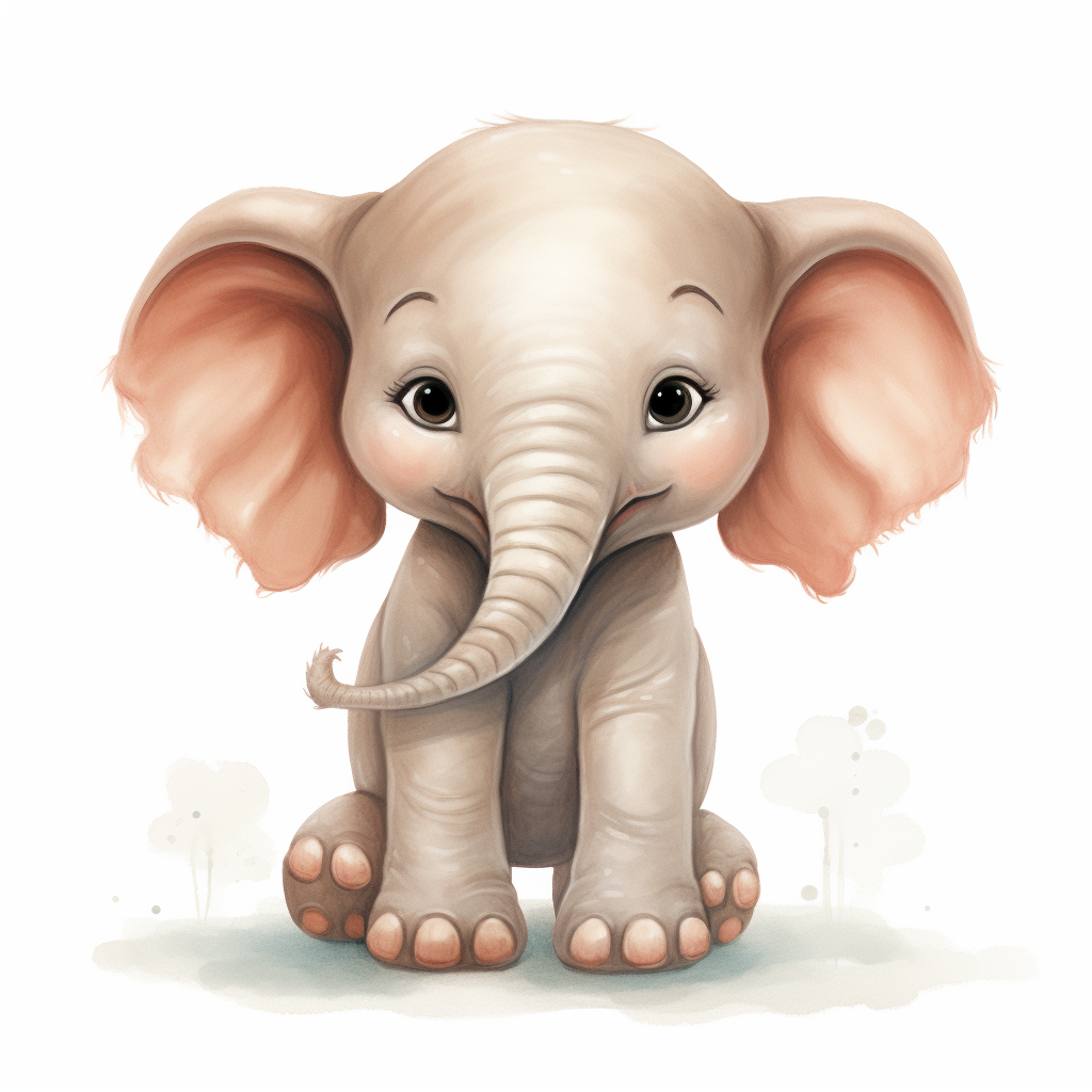 Cute neutral elephant clipart for babies