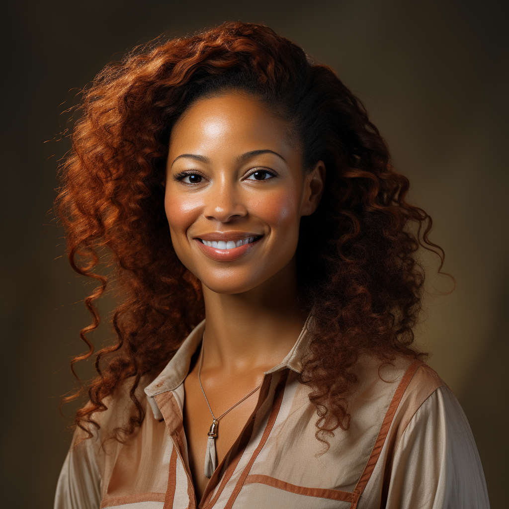 African American woman smiling in dressy blouse