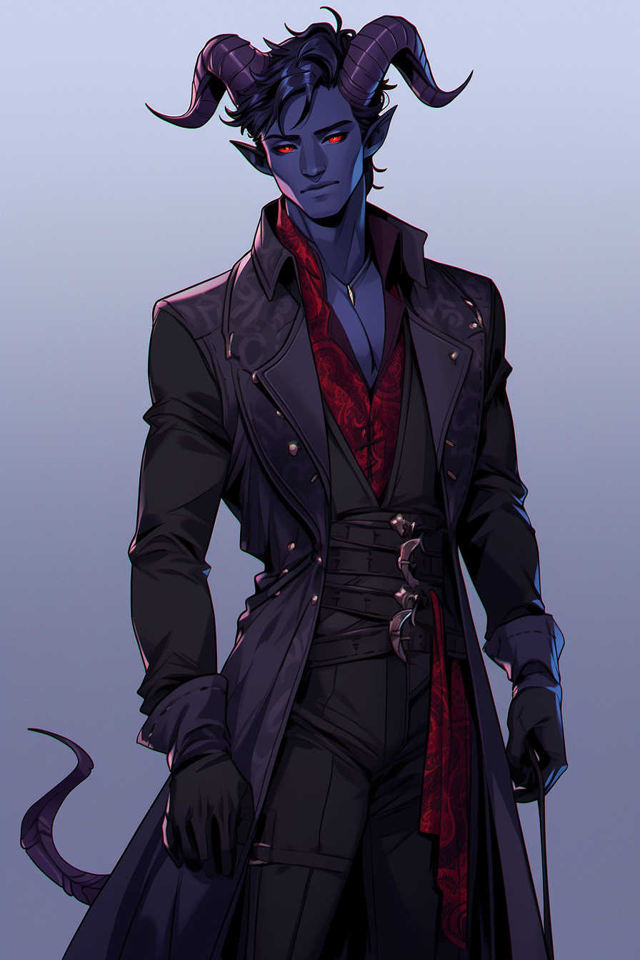 Light Skinned Tiefling Male Warlock Casting Spell