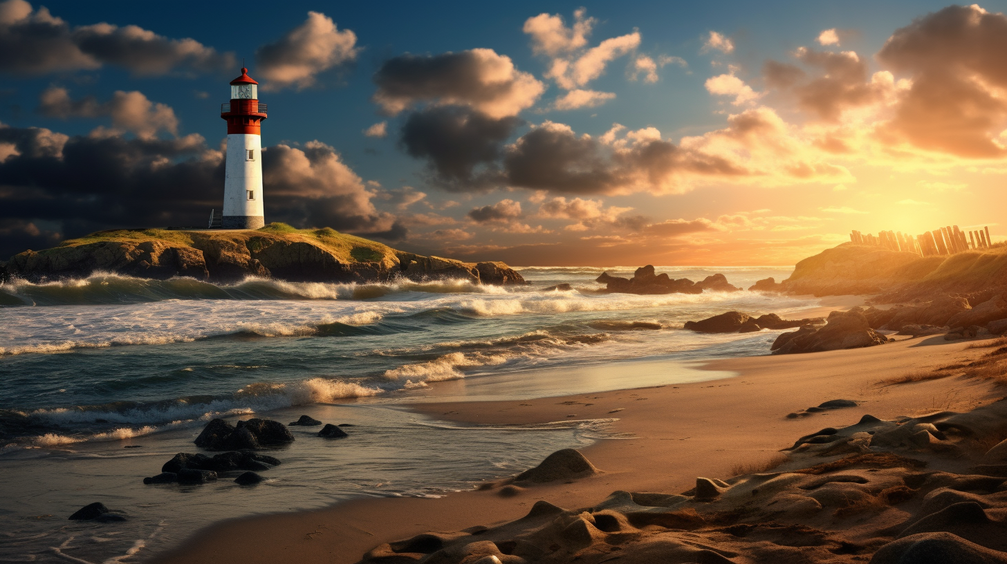 Gorgeous lighthouse on the beach