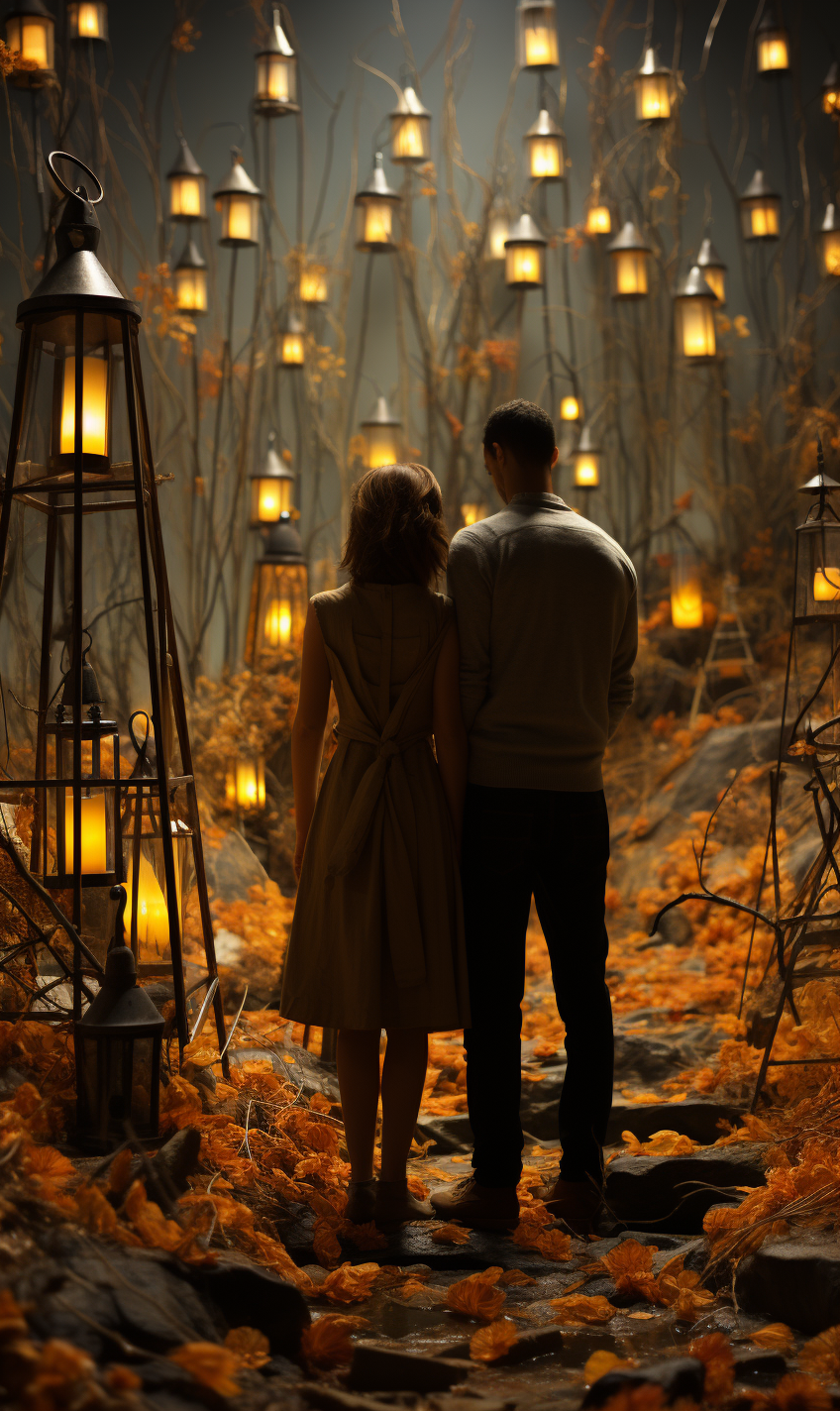 Lighthouse keepers amidst bokeh lights