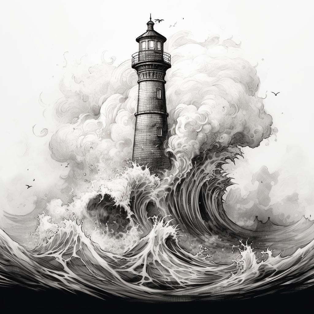 Lighthouse being attacked by sea monster