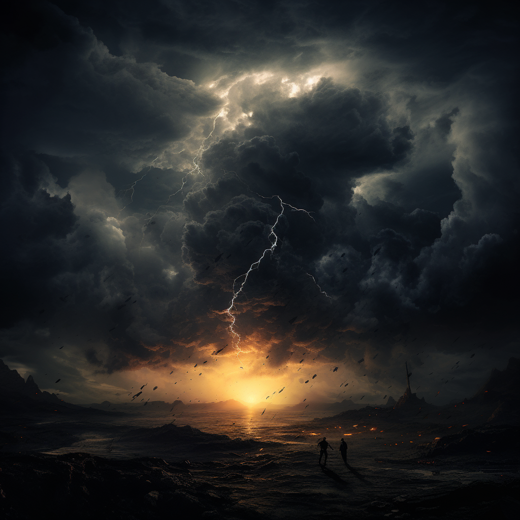 Mesmerizing dark clouds with lighting