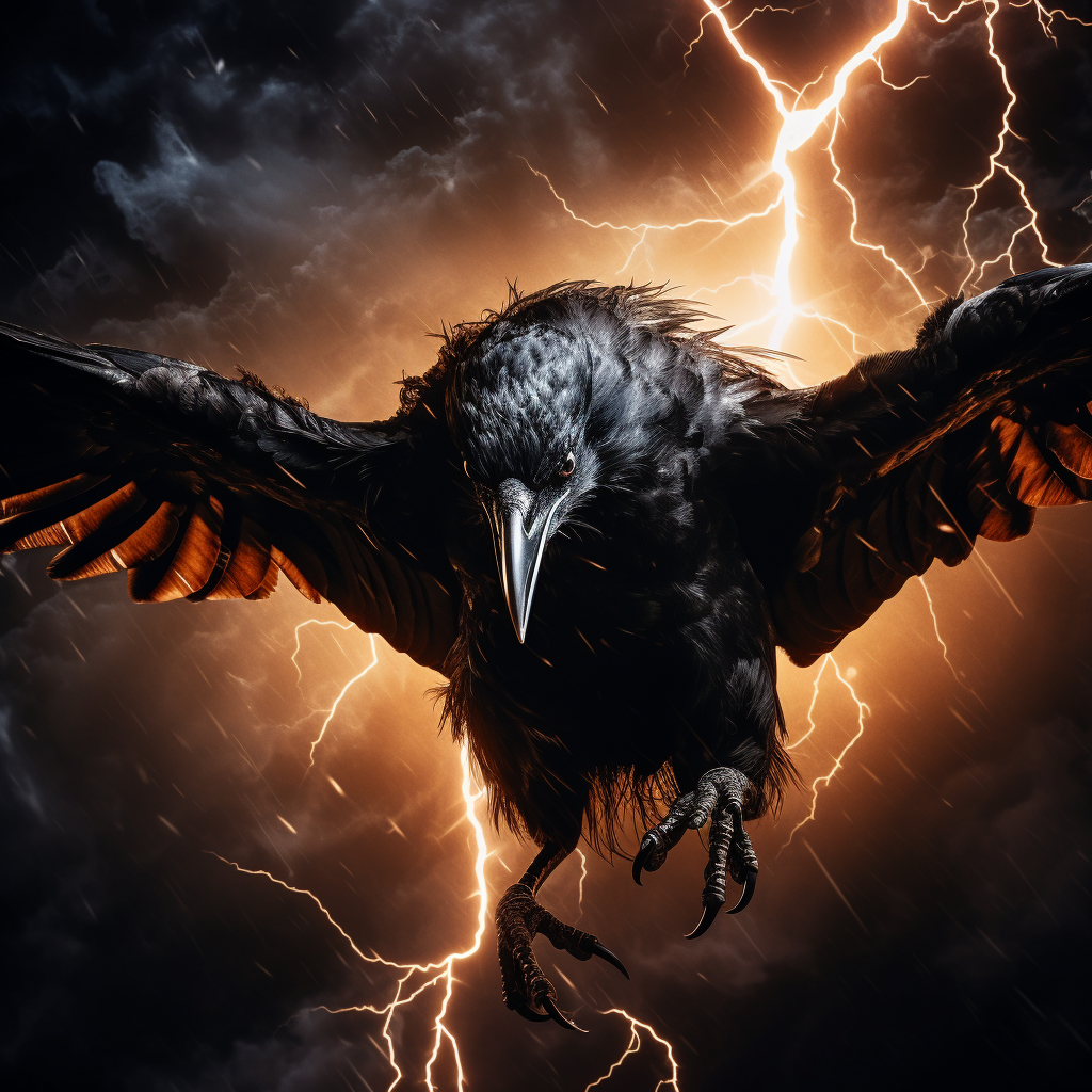 Thunderous crow-shaped lightning bolt