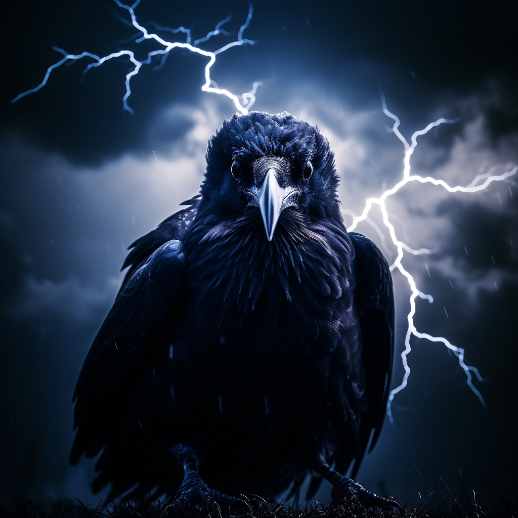 Striking Lightning Crow in the Sky