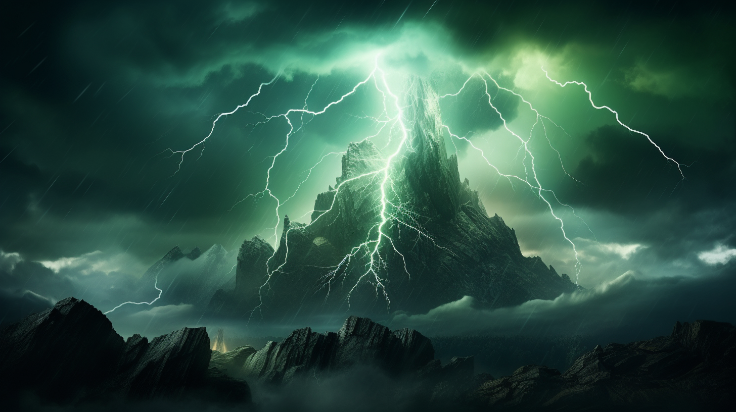 Magnificent lightning on mountain top