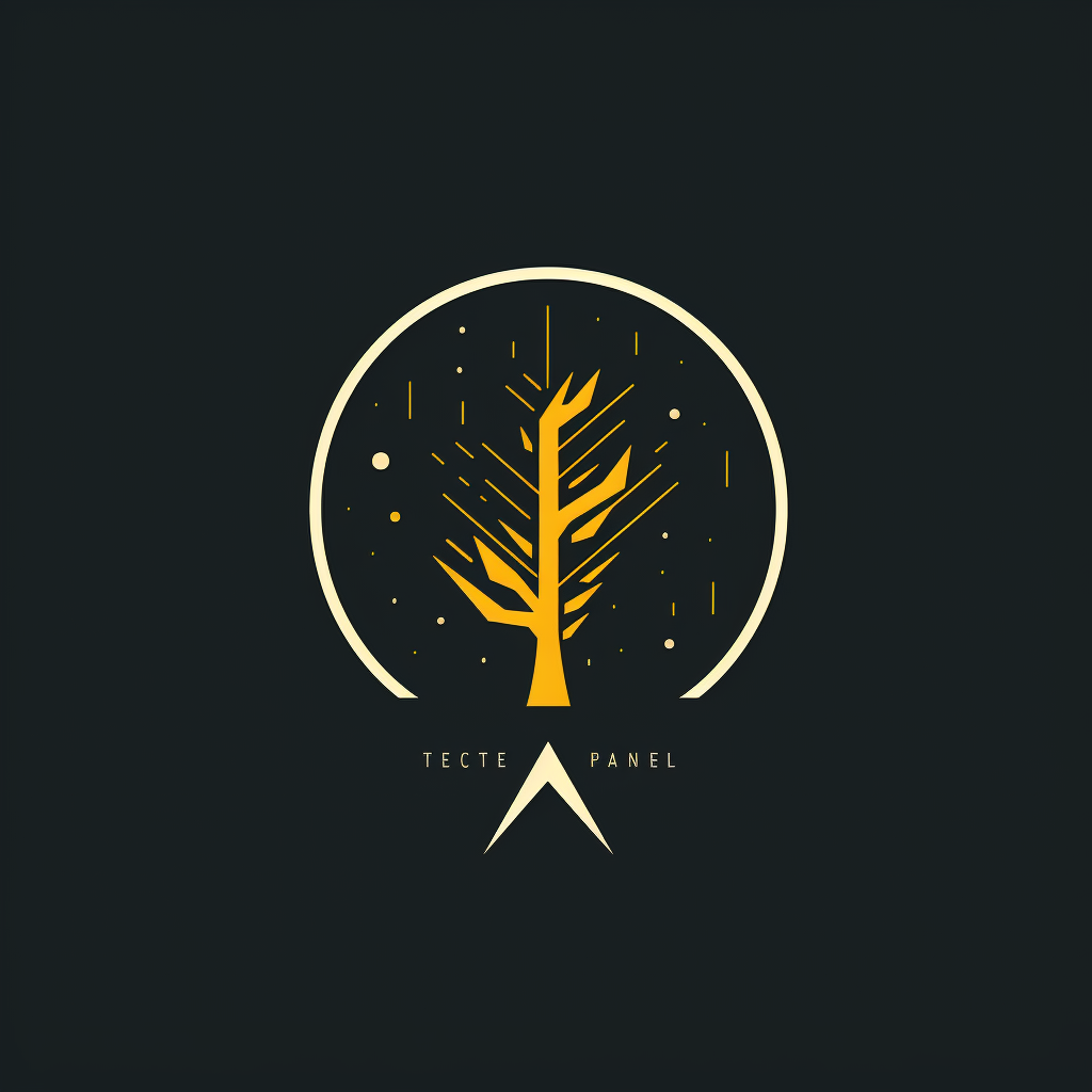 Minimalist lightning-tree logo design