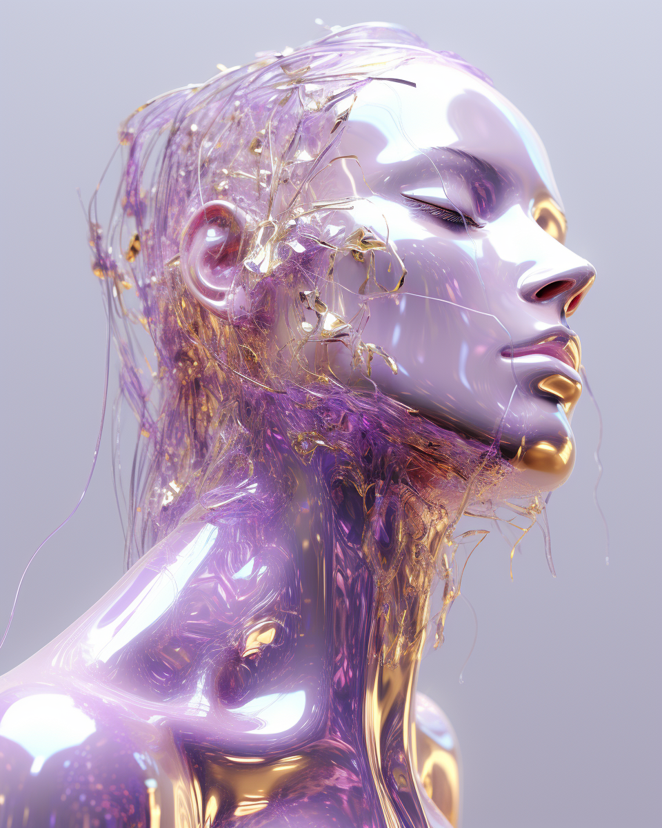 Translucent Floating Head in Lilac and Gold