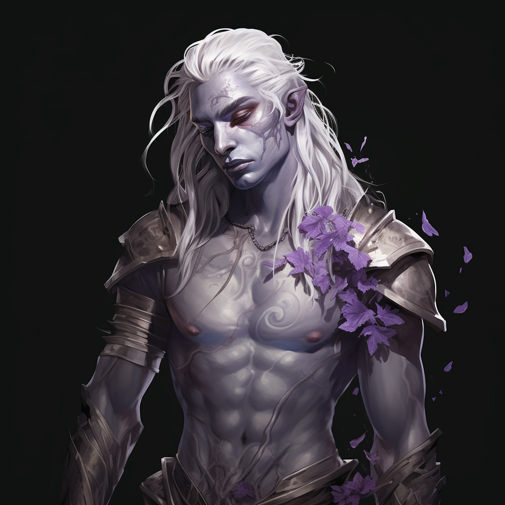 Lilac Male Drow Half-Elf Fantasy Rogue