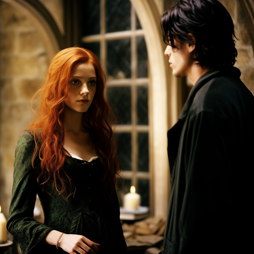 Lily Evans and Severus Snape having intense argument