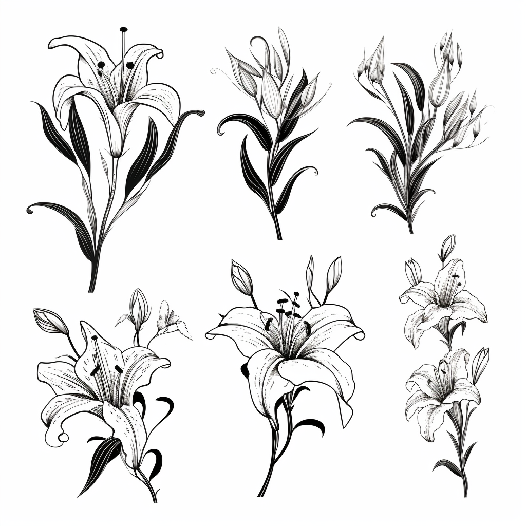 Vintage Lily Heraldic Floral Elements