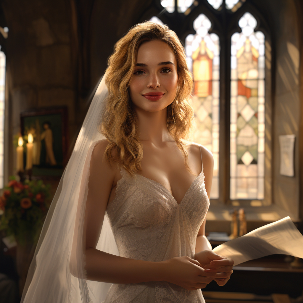 Lily James Wedding Dress Quaint Rustic Chapel