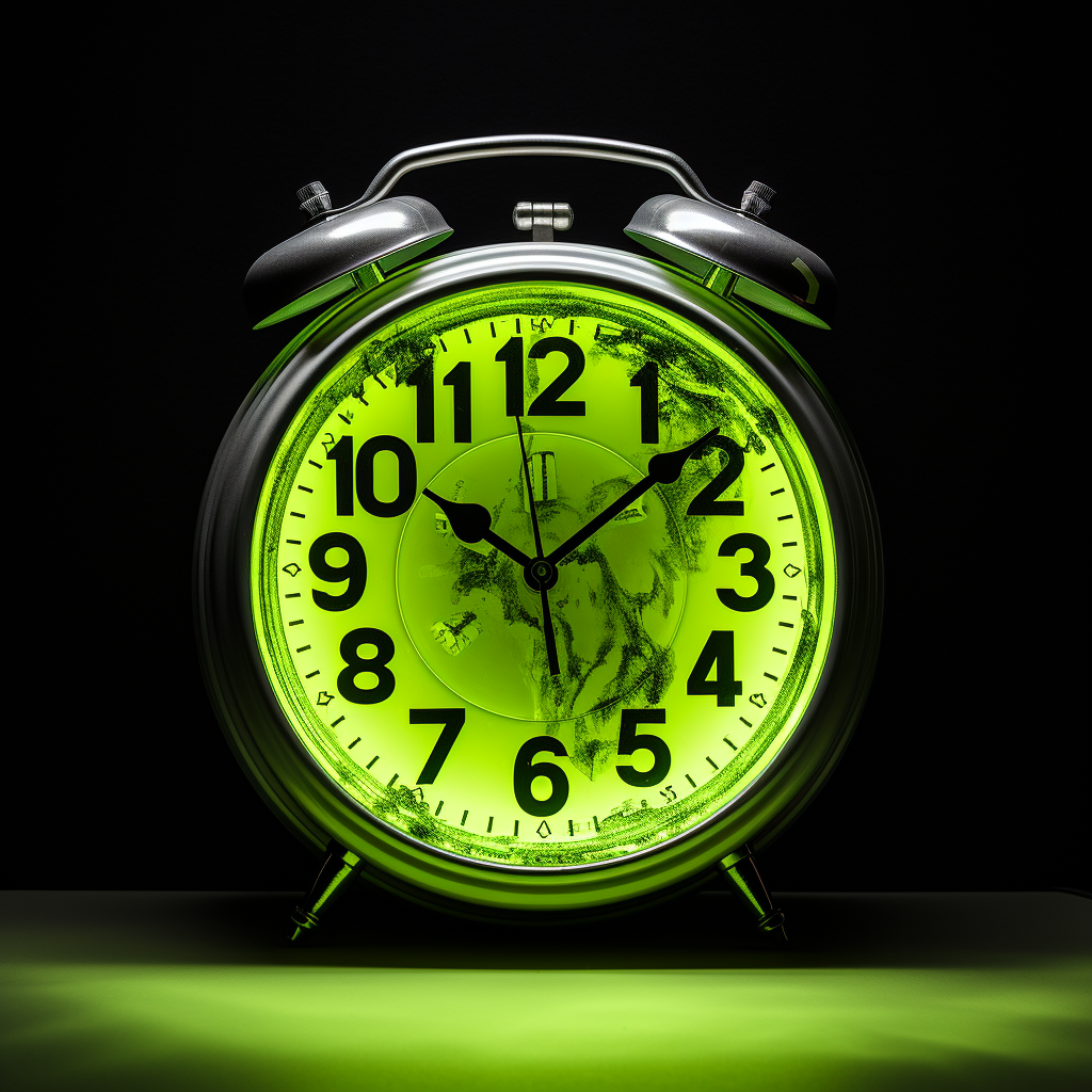 Lime green paint and silver Neon Clock