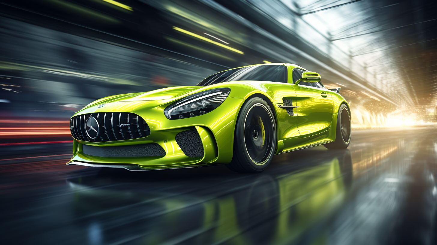 Hyper realistic lime green sports car