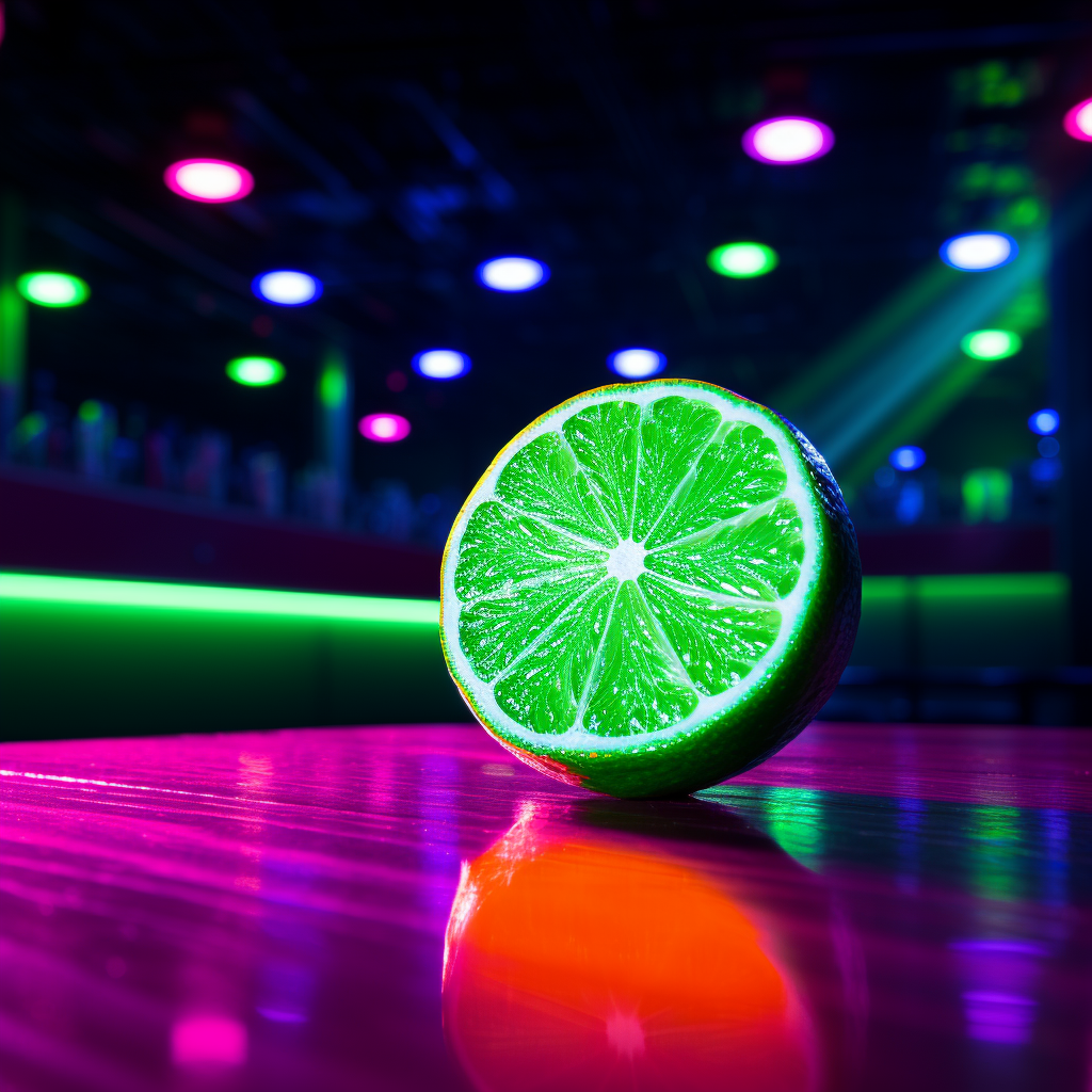 Lime fruit in colorful club setting