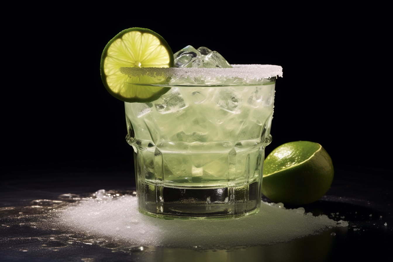 Delicious lime margarita with salted rim