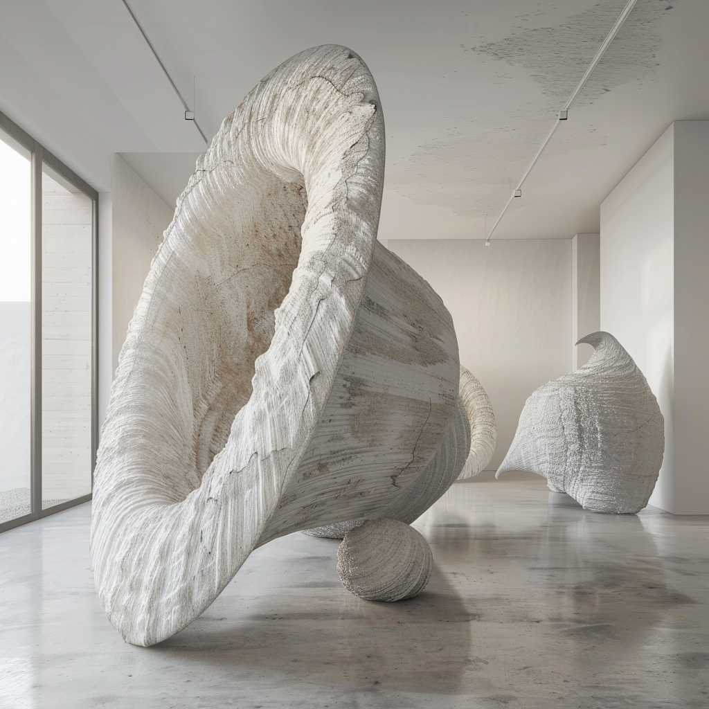 Limestone mollusks in white gallery