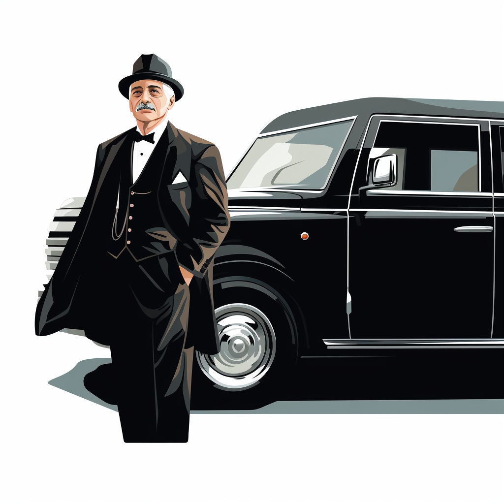 Illustration of a luxury limo driver