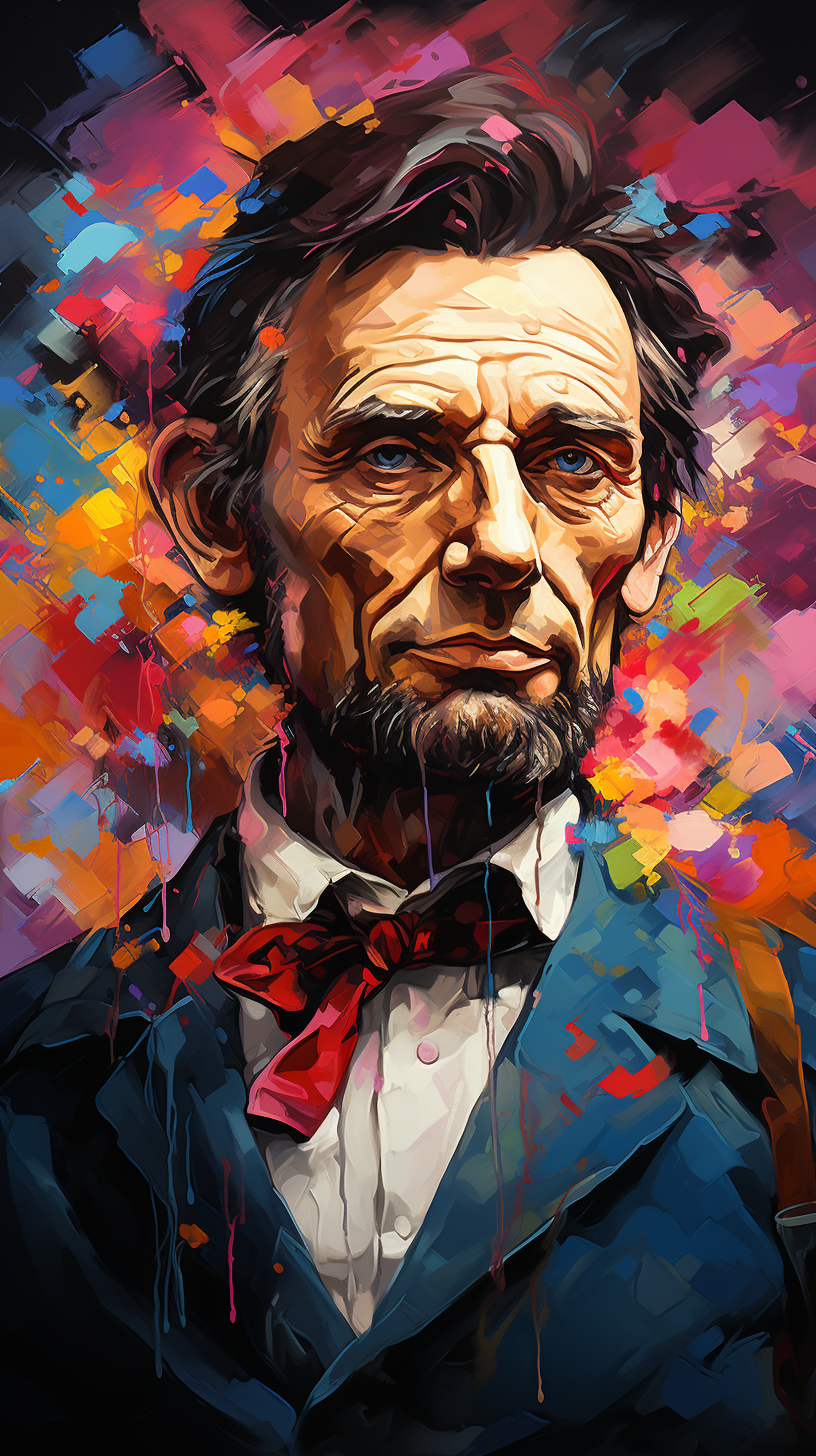 Contemporary Lincoln artwork with vibrant and bold expression